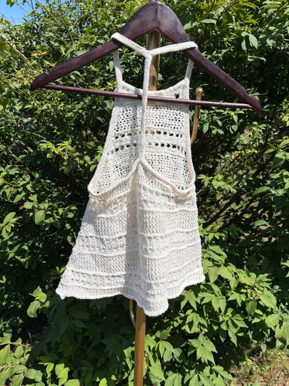 Coastal Grandma American Eagle Boho Beach Crochet Cotton Top creamy white XS - Picture 3 of 9